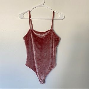 Forever 21 Mauve Pink Suede Velvet Bodysuit